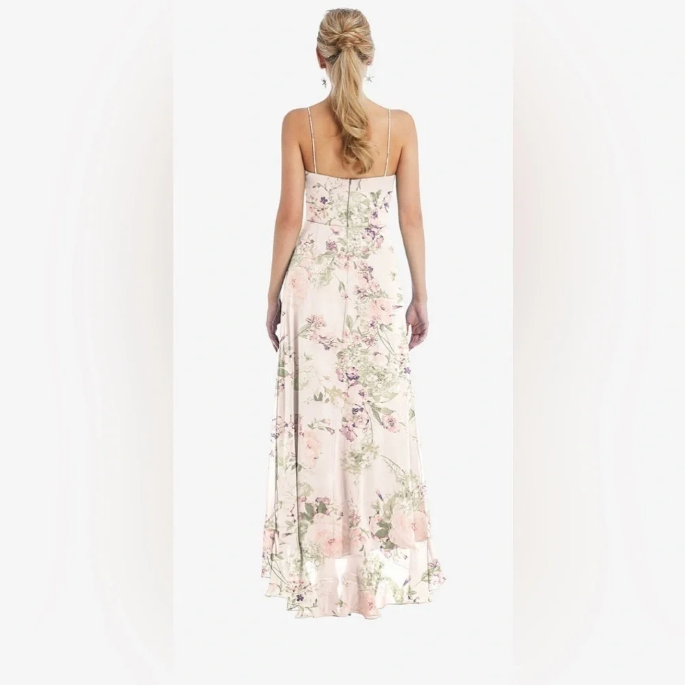 Thread Scoop Neck ruffle trimmed high low maxi dress in blush garden NWT Size 10 - Picture 2 of 5